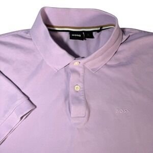 BOSS Mens Short Sleeve Polo‎ Shirt Lilac Purple Embroidered Logo Casual Size XL